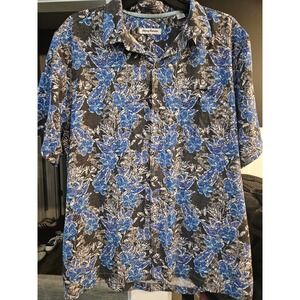 Tommy Bahama Mens Silk Blend Button Down Shirt Blue Floral Print Size XXL
